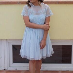 ASOS Mesh Appliqué light blue dress